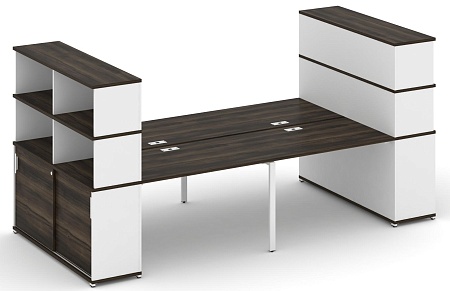 Рабочая станция с опорными шкафами купе с надставкой высокой CN.DRS-286 B/W