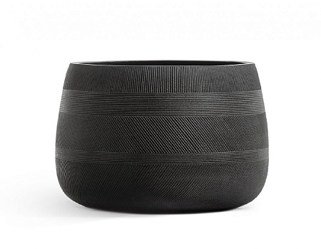 Кашпо TREEZ ERGO Graphics Низкая чаша Чёрный графит в-37 см, д-55 см