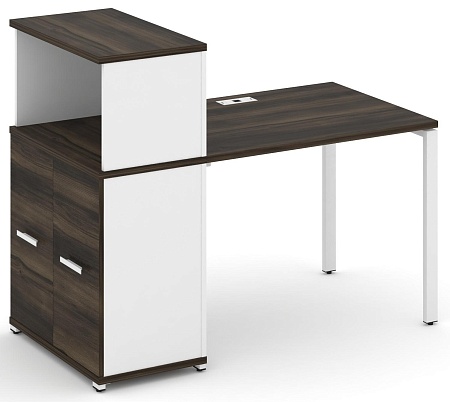 Стол рабочий с опорным распашным шкафом с надставкой низкой CN.SP-225 B/W