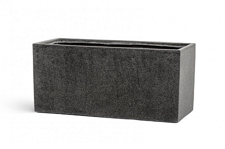 Кашпо TREEZ Effectory Stone Низкий прямоугольник Тёмно-серый камень д-80, ш-35, в-37 см