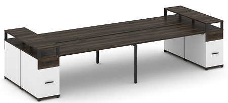 Рабочая станция на 6 мест с шестью опорными тумбами CN.DRS-448 B/W