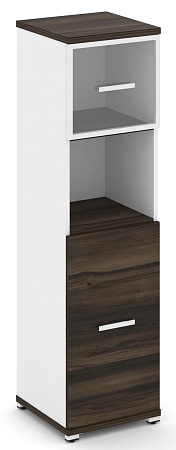 Шкаф одна узкая секция, 4 ниши (фасад ЛДСП, 2 ниши + фасад стекло прозрачное в раме,  1 ниша) CN.STU-415 RP B/W