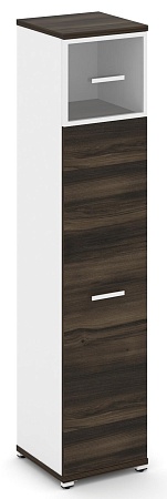 Шкаф одна узкая секция, 5 ниш (фасад ЛДСП  на 4 ниши + фасад стекло прозрачное в раме, на 1 нишу) CN.STU-517 RP B/W