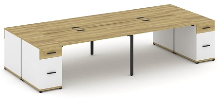 Рабочая станция на 4 места с двумя опорными тумбами CN.DRS-431 B/W