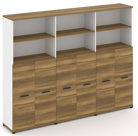 Шкаф три широкие секции, 5 ниш (6 фасадов ЛДСП, 3 ниши) CN.STS-534 B/W