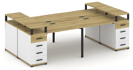 Рабочая станция на 6 мест шестью опорными тумбами CN.DRS-441 B/W
