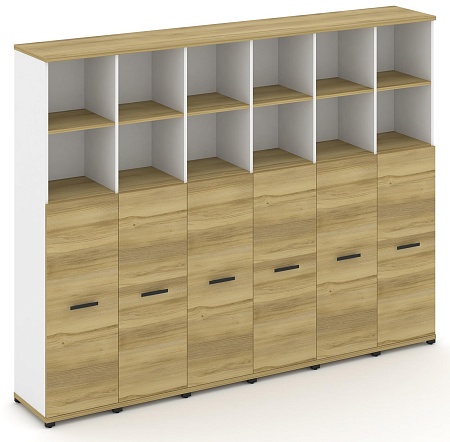 Шкаф шесть узких секций, 5 ниш (6 фасадов ЛДСП, 3 ниши) CN.STU-564 B/W