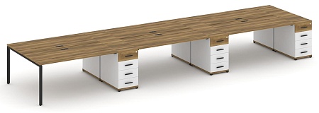 Рабочая станция на 6 мест с четыремя опорными тумбами CN.DRS-460 B/W