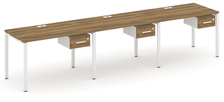 Рабочая станция односторонняя с подвесными тумбами на 3 места CN.ORS-130 B/W
