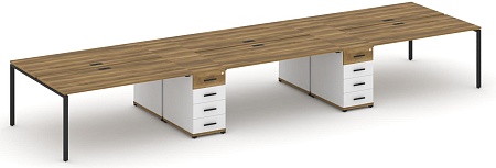 Рабочая станция на 6 мест с четыремя опорными тумбами CN.DRS-452 B/W