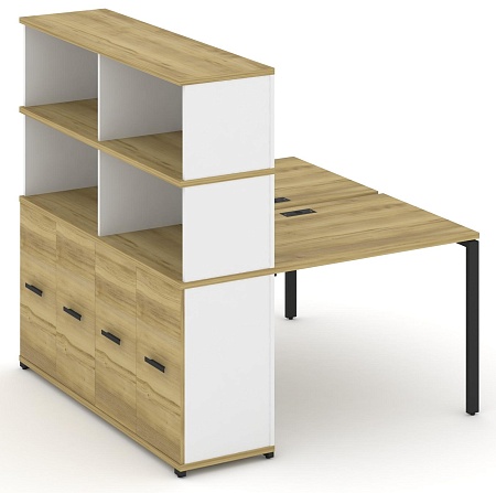 Рабочая станция с опорным распашным шкафом с надставкой высокой CN.DRS-229 B/W