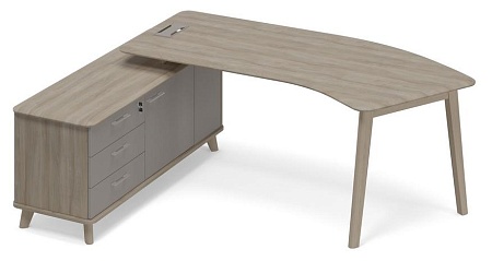 Стол руководителя эргономичный на опорной тумбе левый (тип 5) WOOD  ТМ В2 125