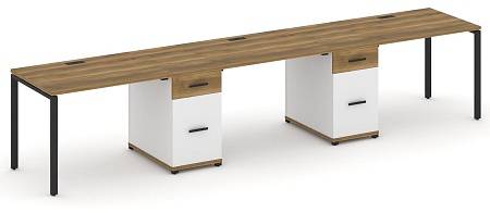 Рабочая станция на 3 места с двумя опорными тумбами CN.ORS-437 B/W