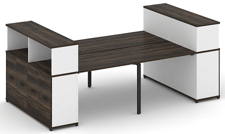 Рабочая станция с опорными распашными шкафоми с надставкой низкой CN.DRS-269 B/W