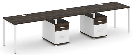 Рабочая станция на 3 места с двумя опорными тумбами CN.ORS-338 B/W