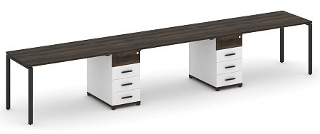 Рабочая станция на 3 места с двумя опорными тумбами CN.ORS-434 B/W