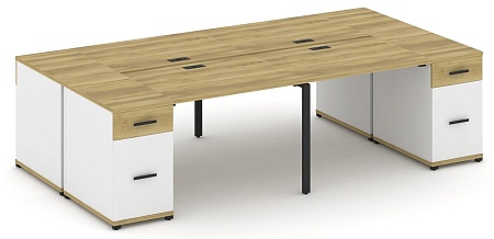 Рабочая станция на 4 места с двумя опорными тумбами CN.DRS-429 B/W