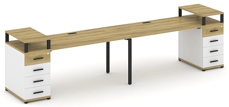 Рабочая станция на 2 места с двумя опорными тумбами CN.ORS-427 B/W