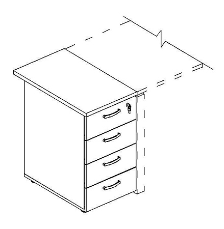 Тумба приставная 4-х ящичная с замком А4 9221
