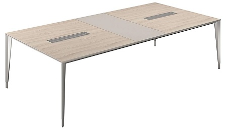 Стол конференц домино поперёк. ясень наварра, центр серый камень NZ-0103