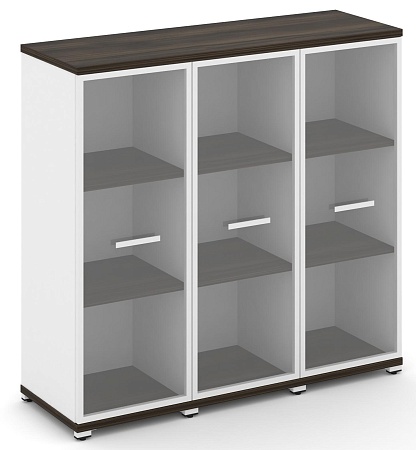 Шкаф три узкие секции, 3 ниши (3 фасада стекло прозрачное в раме, 3 ниши) CN.STU-336 RP B/W