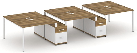 Рабочая станция на 6 мест с двумя двухсторонними опорными тумбами CN.DRS-338 B/W