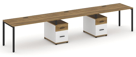 Рабочая станция на 3 места с двумя опорными тумбами CN.ORS-339 B/W