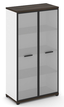 Шкаф две широкие секции, 4 ниши (2 фасада стекло белое матовое в раме, 4 ниши) CN.STS-416 RM B/W