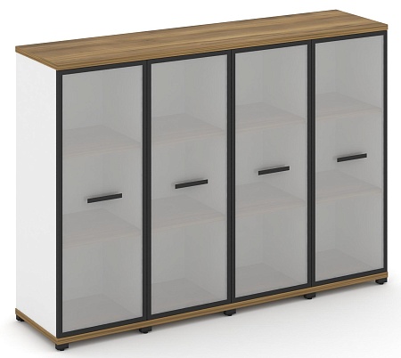 Шкаф четыре узкие секции, 3 ниши (4 фасада стекло белое матовое в раме, 3 ниши) CN.STU-346 RM B/W