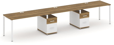 Рабочая станция на 3 места с двумя опорными тумбами CN.ORS-339 B/W