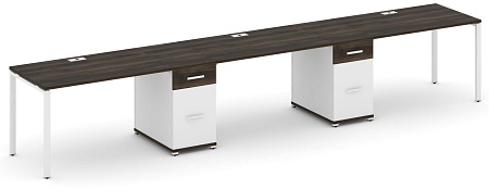 Рабочая станция на 3 места с двумя опорными тумбами CN.ORS-438 B/W