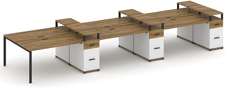 Рабочая станция на 6 мест с шестью опорными тумбами CN.DRS-479 B/W