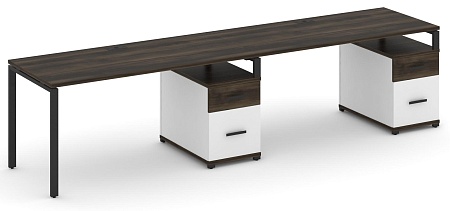 Рабочая станция на 2 места с двумя опорными тумбами CN.ORS-316 B/W