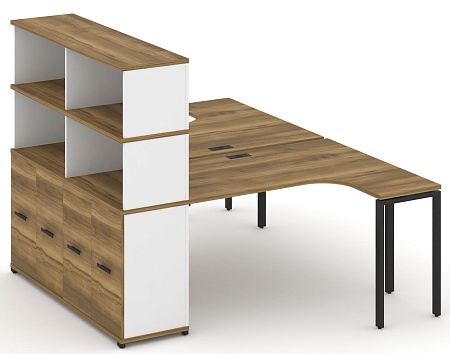 Рабочая станция с опорным стеллажом с надставкой высокой CN.DSA-221 B/W