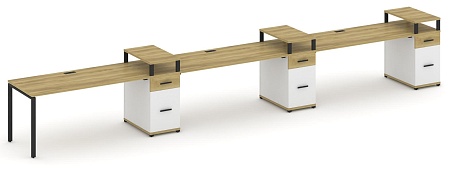 Рабочая станция на 3 места с тремя опорными тумбами CN.ORS-464 B/W