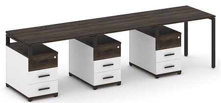 Рабочая станция на 3 места с тремя опорными тумбами CN.ORS-341 B/W