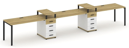 Рабочая станция на 3 места с двумя опорными тумбами CN.ORS-451 B/W