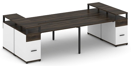 Рабочая станция на 6 мест с шестью опорными тумбами CN.DRS-446 B/W