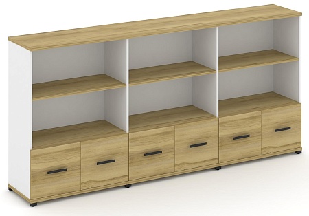 Шкаф три широкие секции, 3 ниши (6 фасадов ЛДСП, 1 ниша) CN.STS-331 B/W