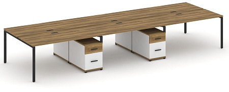 Рабочая станция на 6 мест с двумя двухсторонними опорными тумбами CN.DRS-348 B/W