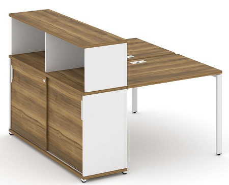 Рабочая станция с опорным шкафом купе с надставкой низкой CN.DRS-237 B/W