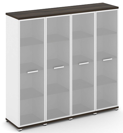Шкаф четыре узкие секции, 4 ниши (4 фасада стекло белое матовое в раме, 4 ниши) CN.STU-446 RM B/W