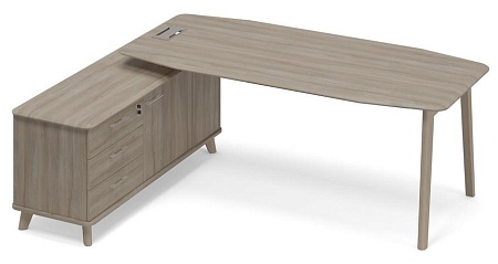 Стол руководителя левый на опорной тумбе (тип 2) WOOD ТМ В2 111