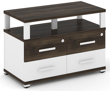 Тумба приставная широкая 4 ящика. С надставкой широкой. CN.TSP-003 B/W