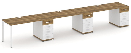 Рабочая станция на 3 места с тремя опорными тумбами CN.ORS-442 B/W