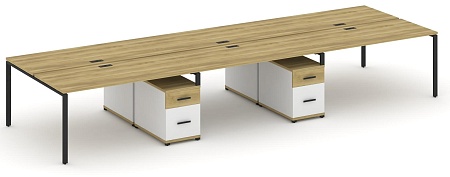 Рабочая станция на 6 мест с двумя двухсторонними опорными тумбами CN.DRS-348 B/W