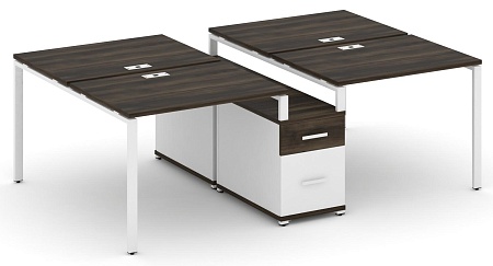 Рабочая станция на 4 места с двухсторонней опорной тумбой CN.DRS-313 B/W