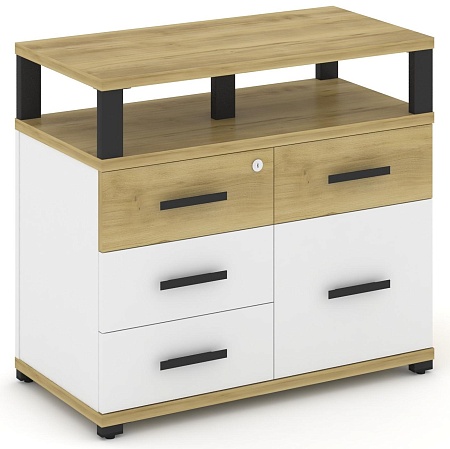 Тумба приставная широкая 4 ящика + 1 распашной фасад. С надставкой широкой. CN.TSP-012 B/W