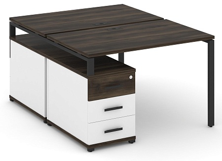 Рабочая станция на 2 места с двухсторонней опорной тумбой CN.DRS-302 B/W