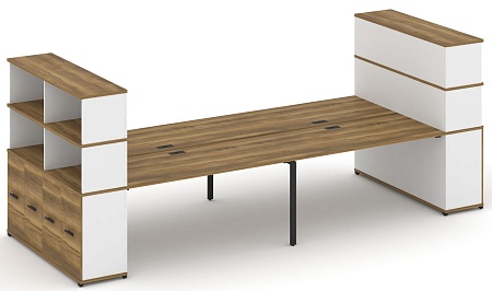 Рабочая станция с опорными распашными шкафоми с надставкой высокой CN.DRS-276 B/W